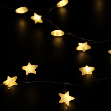 Brilagi - LED julslinga 40xLED/3xAA 1,8m varmvit stjärnor