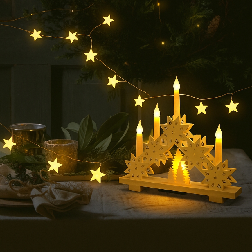 Brilagi - LED julslinga 40xLED/3xAA 1,8m varmvit stjärnor