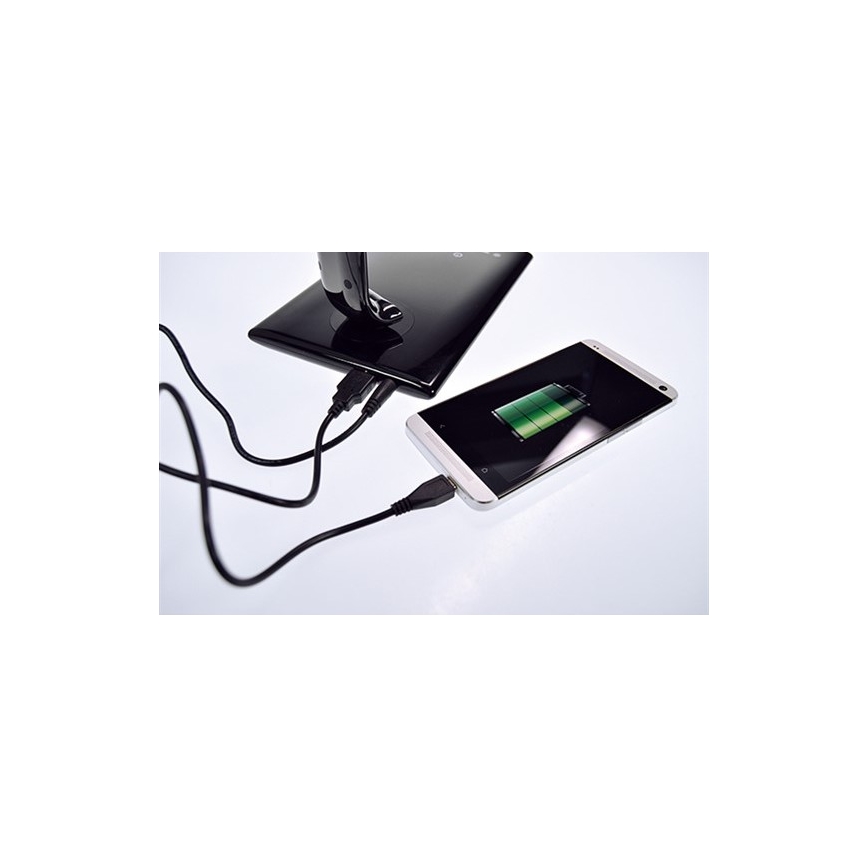 Brilagi - LED Justerbar ljusstyrka bordslampa USB anslutning LED/12W/230V svart