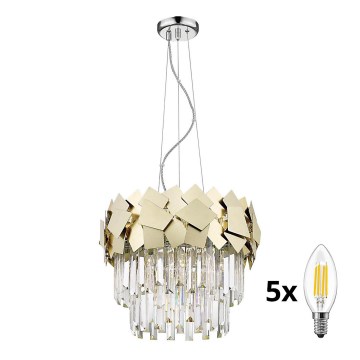 Brilagi - LED Kristallkrona med textilsladd MIRAGE 5xE14/40W/230V