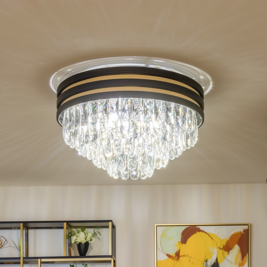 Brilagi - LED kristalltaklampa VELURE 5xE14/40W/230V Ø 46 cm svart