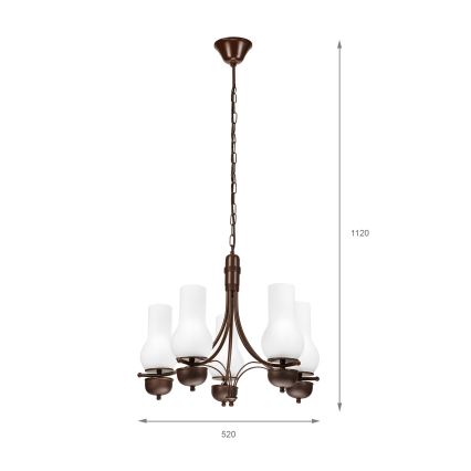 Brilagi - LED-krona på kedja COTTAGE 5xE14/40W/230V ek/vit