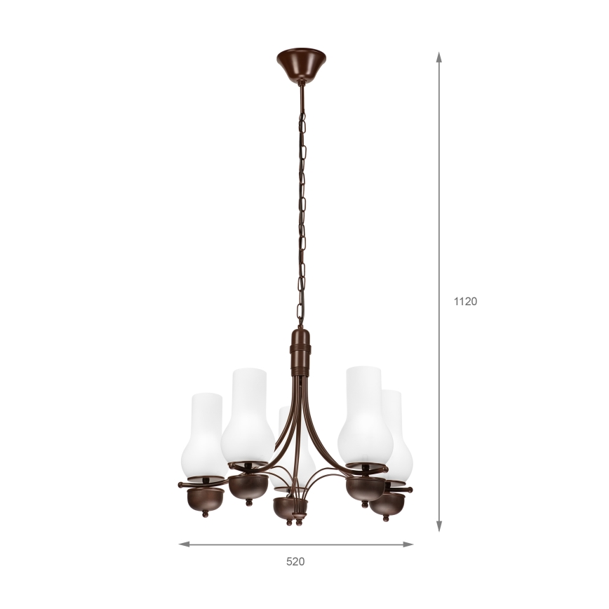 Brilagi - LED-krona på kedja COTTAGE 5xE14/40W/230V ek/vit