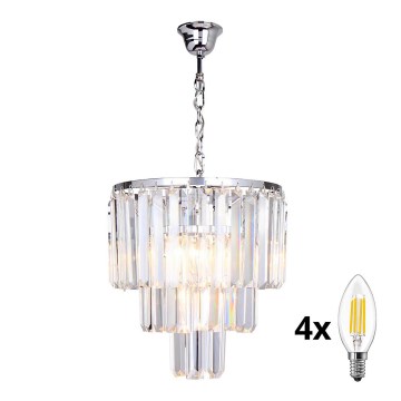 Brilagi - LED Ljuskrona i kristal med kedja MOZART 4xE14/40W/230V skinande krom