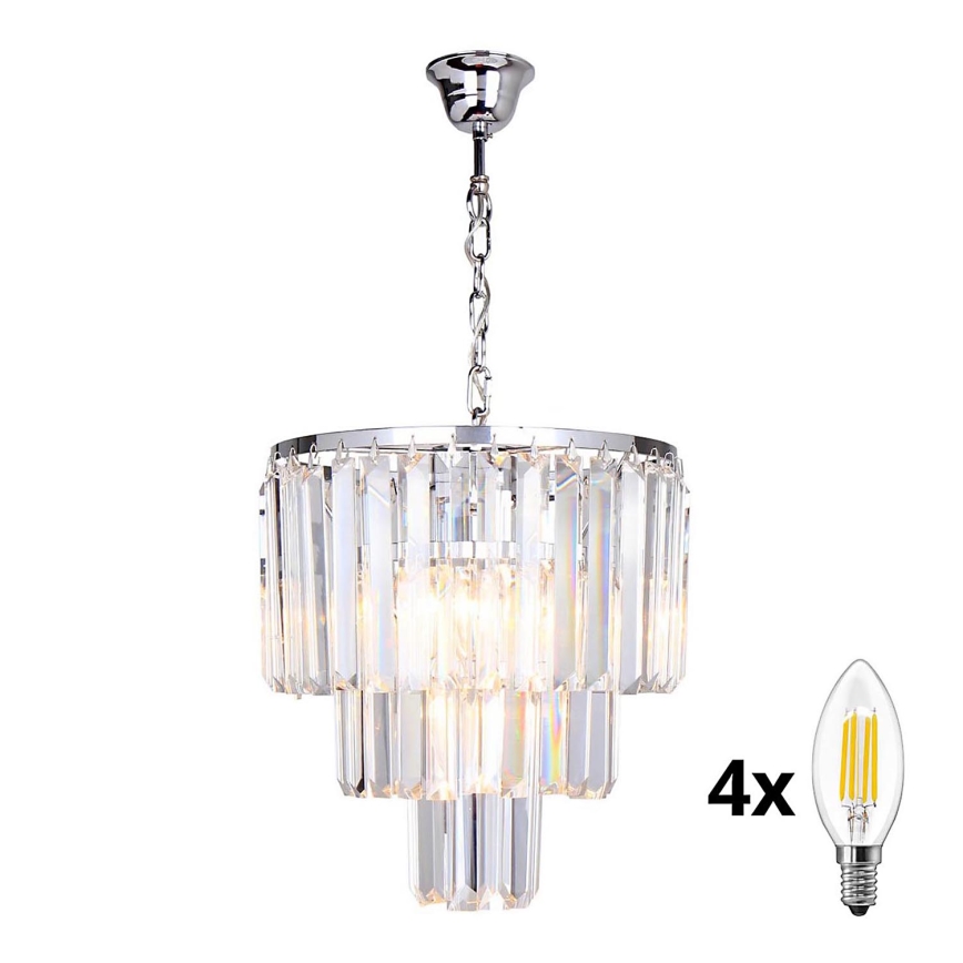 Brilagi - LED Ljuskrona i kristal med kedja MOZART 4xE14/40W/230V skinande krom