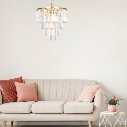 Brilagi - LED Ljuskrona i kristal med kedja MOZART 5xE14/40W/230V guld
