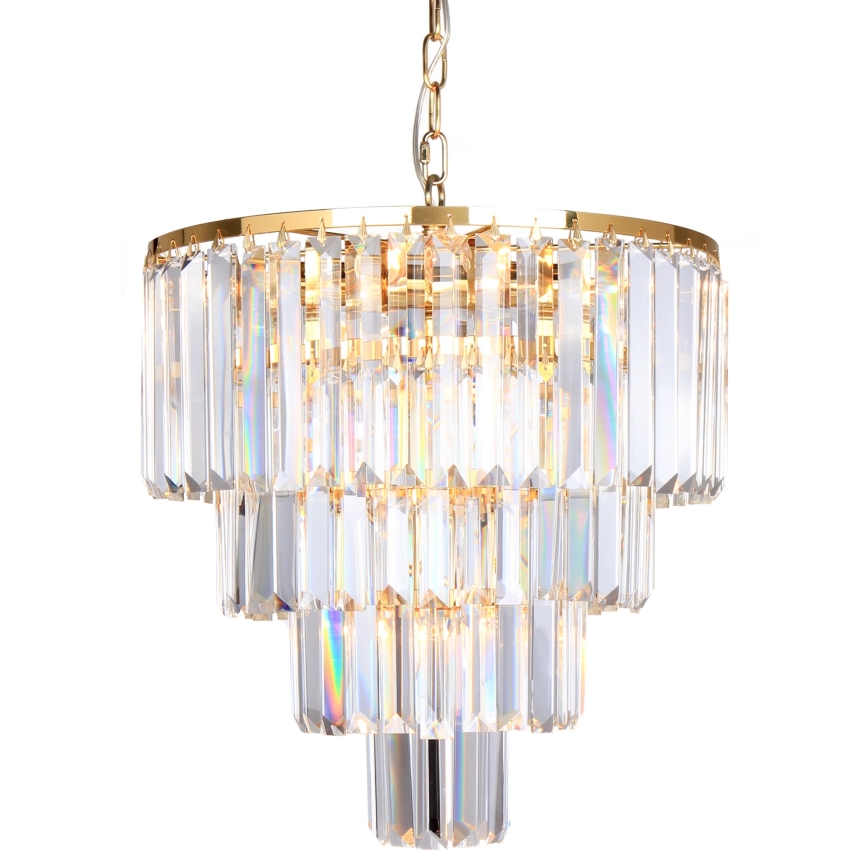 Brilagi - LED Ljuskrona i kristal med kedja MOZART 5xE14/40W/230V guld