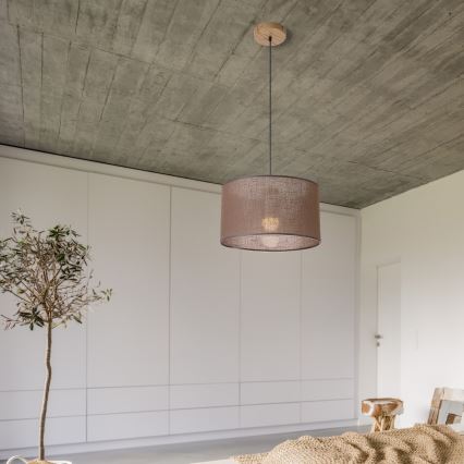 Brilagi - LED Ljuskrona med textilsladd ANTHONY 1xE27/60W/230V ek/brun