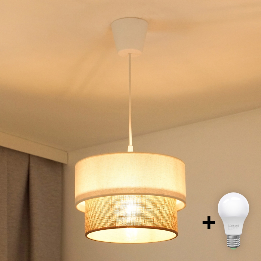 Brilagi - LED ljuskrona med textilsladd BOHO STYLE 1xE27/15W/230V diameter 25 cm