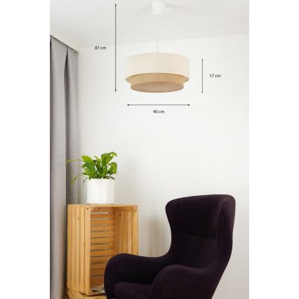 Brilagi - LED ljuskrona med textilsladd BOHO STYLE 1xE27/15W/230V diameter 40 cm