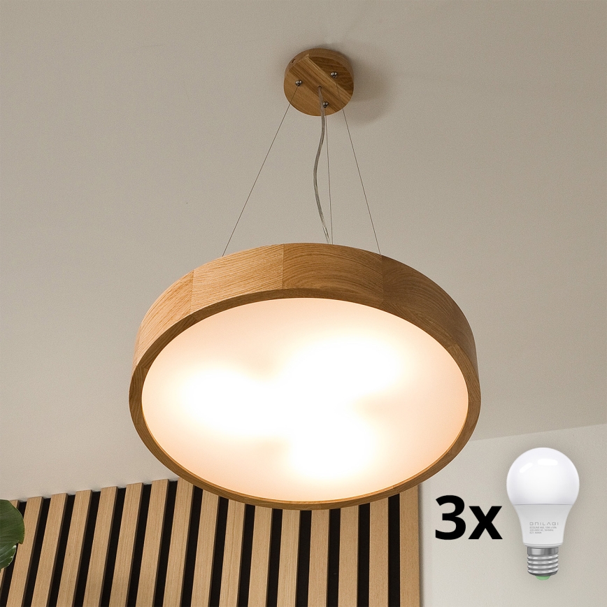 Brilagi - LED ljuskrona med textilsladd CARVALHO 3xE27/60W/230V ek diameter 47,5 cm