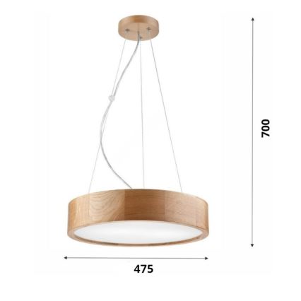Brilagi - LED ljuskrona med textilsladd CARVALHO 3xE27/60W/230V ek diameter 47,5 cm