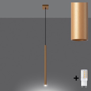 Brilagi - LED ljuskrona med textilsladd DRIFA 1xG9/4W/230V guld