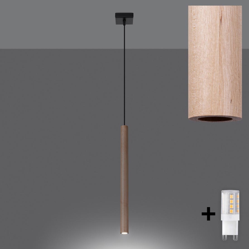 Brilagi - LED ljuskrona med textilsladd DRIFA 1xG9/4W/230V trä