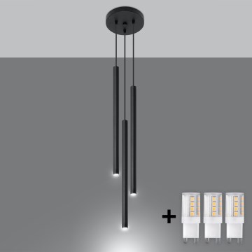 Brilagi -  LED ljuskrona med textilsladd DRIFA 3xG9/4W/230V svart