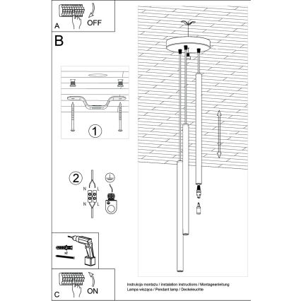 Brilagi -  LED ljuskrona med textilsladd DRIFA 3xG9/4W/230V svart