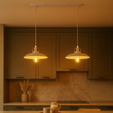 Brilagi - LED Ljuskrona med textilsladd FLAMENGO 2xE27/60W/230V vit