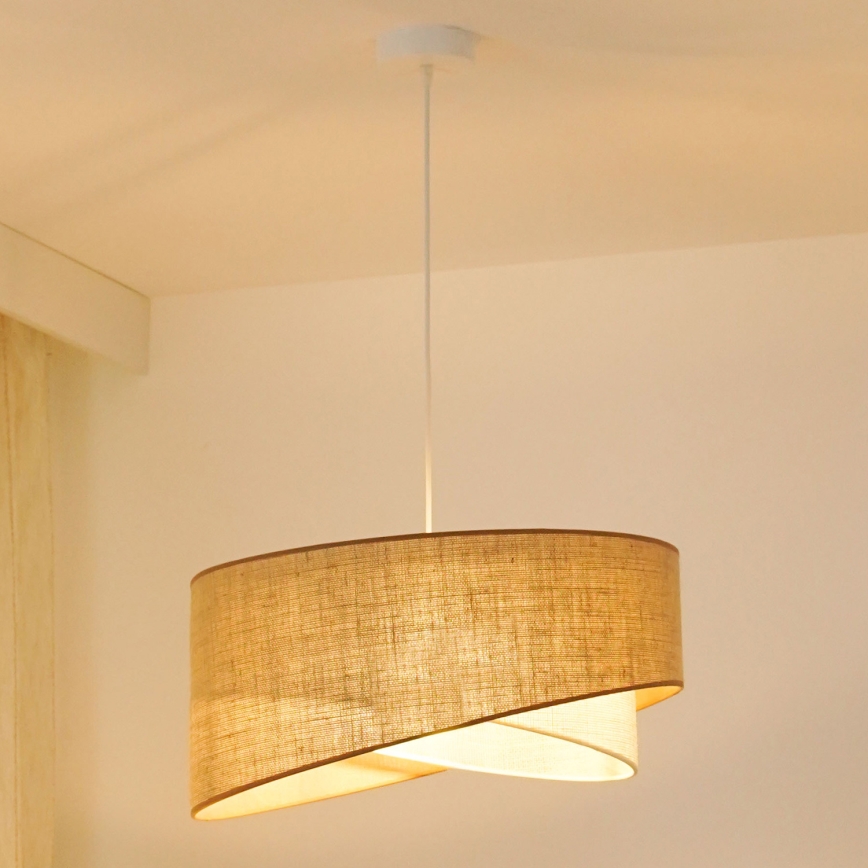 Brilagi - LED ljuskrona med textilsladd LYRA 1xE27/15W/230V beige/grädde