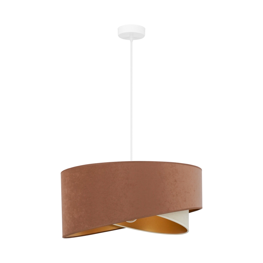 Brilagi - LED ljuskrona med textilsladd LYRA 1xE27/15W/230V brun/grädde/guld