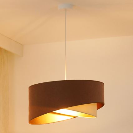 Brilagi - LED ljuskrona med textilsladd LYRA 1xE27/15W/230V brun/grädde/guld