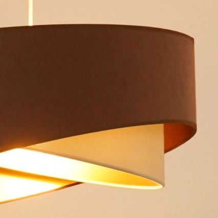 Brilagi - LED ljuskrona med textilsladd LYRA 1xE27/15W/230V brun/grädde/guld