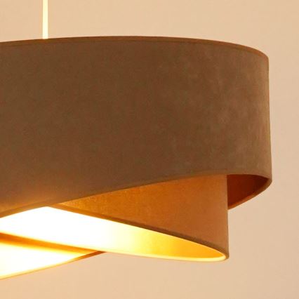 Brilagi - LED ljuskrona med textilsladd LYRA 1xE27/15W/230V brun/guld