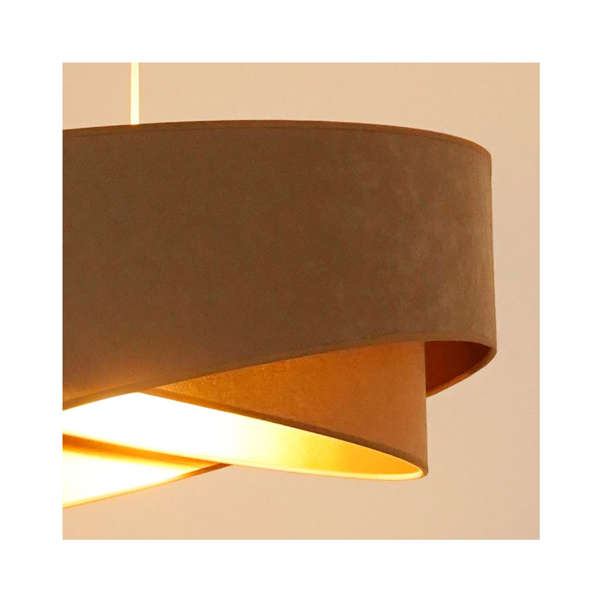 Brilagi - LED ljuskrona med textilsladd LYRA 1xE27/15W/230V brun/guld
