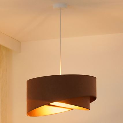 Brilagi - LED ljuskrona med textilsladd LYRA 1xE27/15W/230V brun/guld