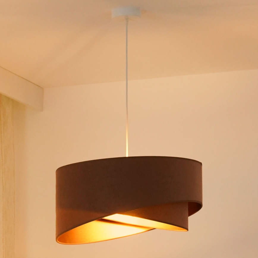 Brilagi - LED ljuskrona med textilsladd LYRA 1xE27/15W/230V brun/guld