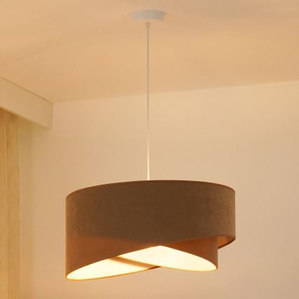 Brilagi - LED ljuskrona med textilsladd LYRA 1xE27/15W/230V brun/vit
