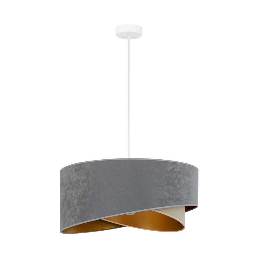 Brilagi - LED ljuskrona med textilsladd LYRA 1xE27/15W/230V grå/beige/guld