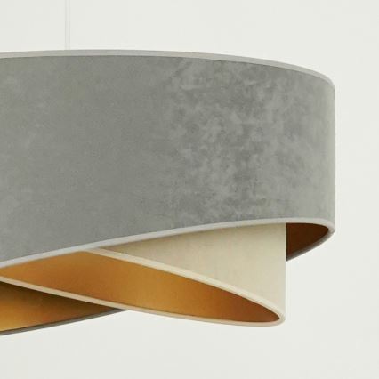 Brilagi - LED ljuskrona med textilsladd LYRA 1xE27/15W/230V grå/beige/guld