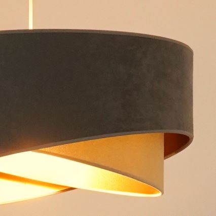 Brilagi - LED ljuskrona med textilsladd LYRA 1xE27/15W/230V grå/beige/guld