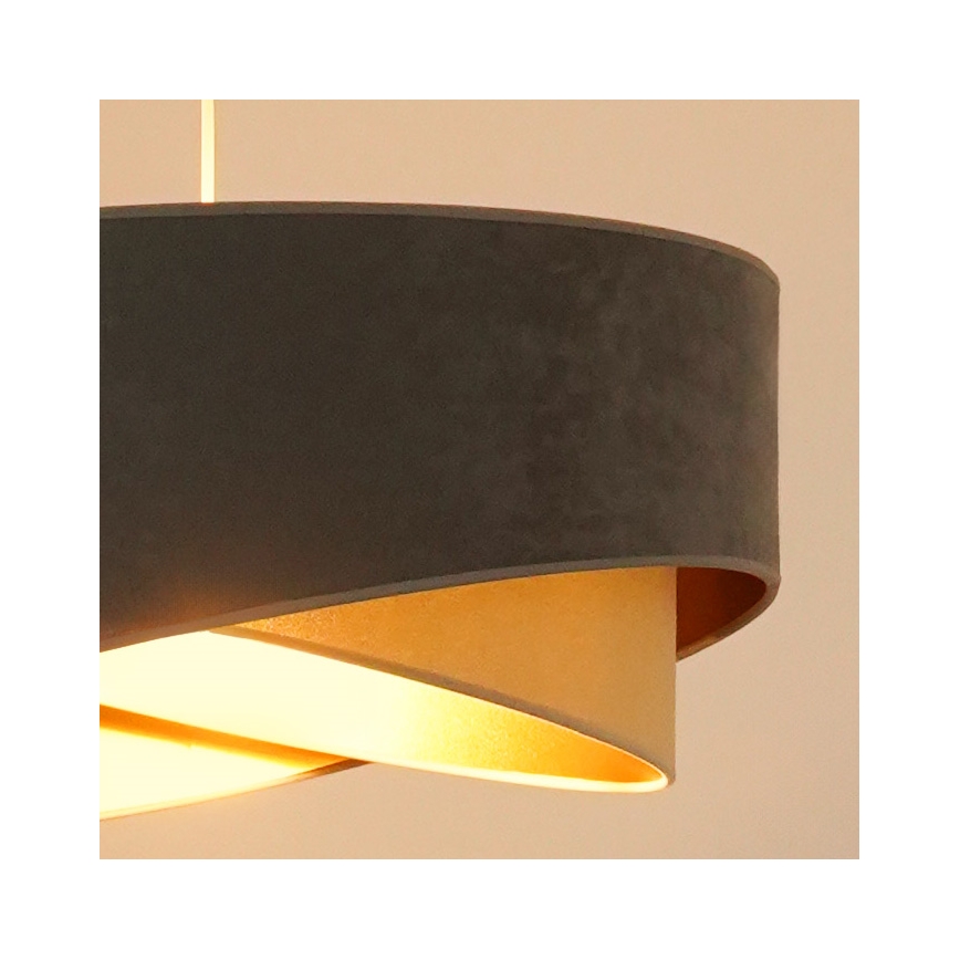 Brilagi - LED ljuskrona med textilsladd LYRA 1xE27/15W/230V grå/beige/guld