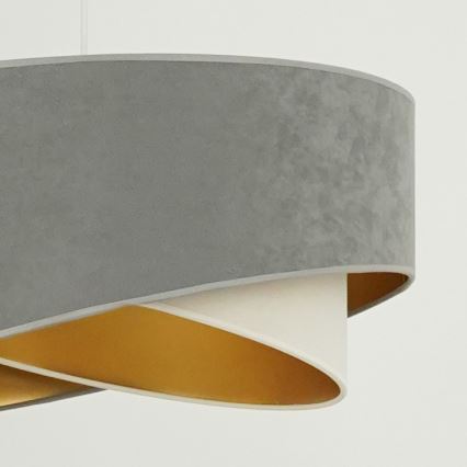 Brilagi - LED ljuskrona med textilsladd LYRA 1xE27/15W/230V grå/grädde/guld