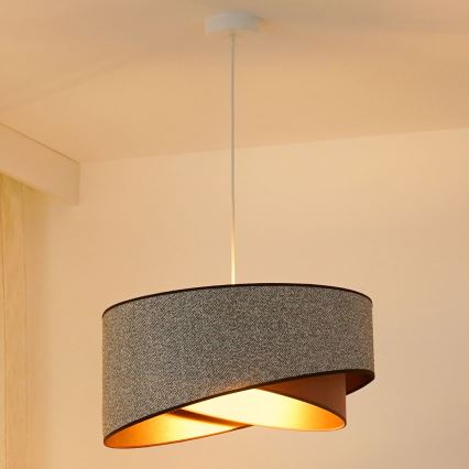 Brilagi - LED ljuskrona med textilsladd LYRA 1xE27/15W/230V grå/grädde/guld