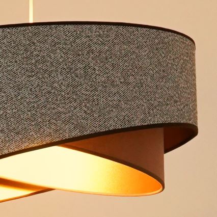 Brilagi - LED ljuskrona med textilsladd LYRA 1xE27/15W/230V grå/grädde/guld