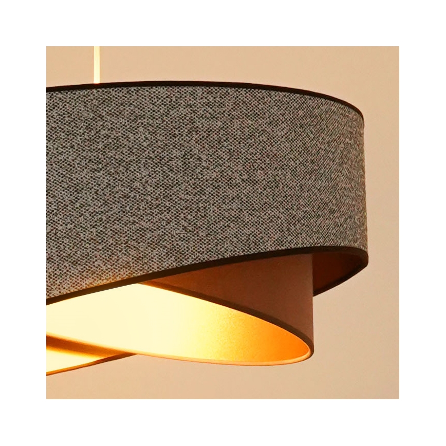 Brilagi - LED ljuskrona med textilsladd LYRA 1xE27/15W/230V grå/grädde/guld