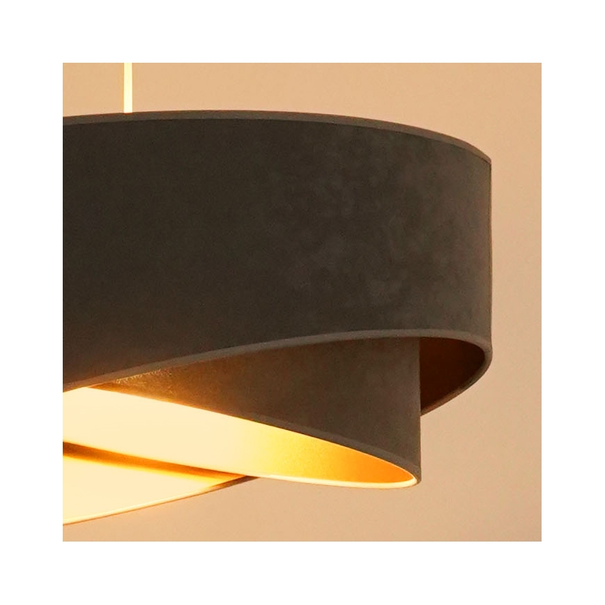 Brilagi - LED ljuskrona med textilsladd LYRA 1xE27/15W/230V grå/guld