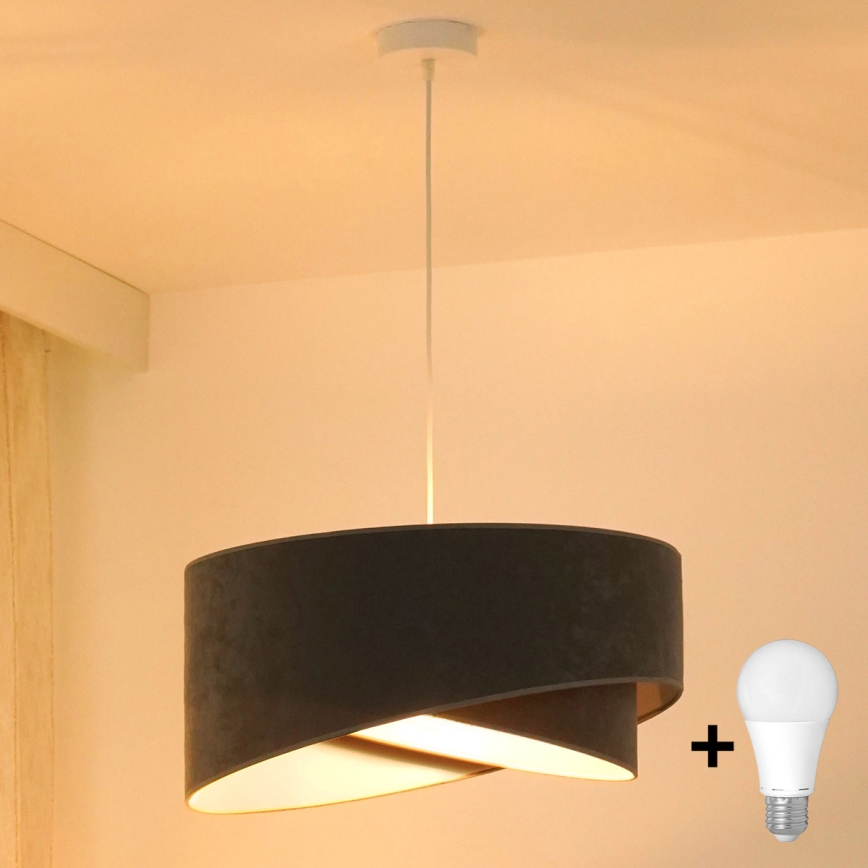 Brilagi - LED ljuskrona med textilsladd LYRA 1xE27/15W/230V grå/vit