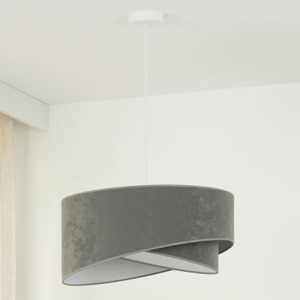 Brilagi - LED ljuskrona med textilsladd LYRA 1xE27/15W/230V grå/vit