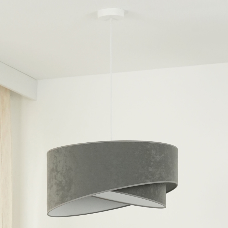 Brilagi - LED ljuskrona med textilsladd LYRA 1xE27/15W/230V grå/vit