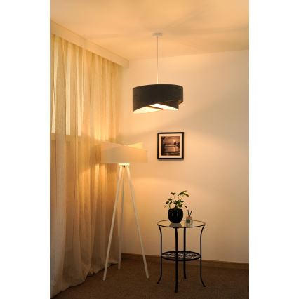 Brilagi - LED ljuskrona med textilsladd LYRA 1xE27/15W/230V grå/vit