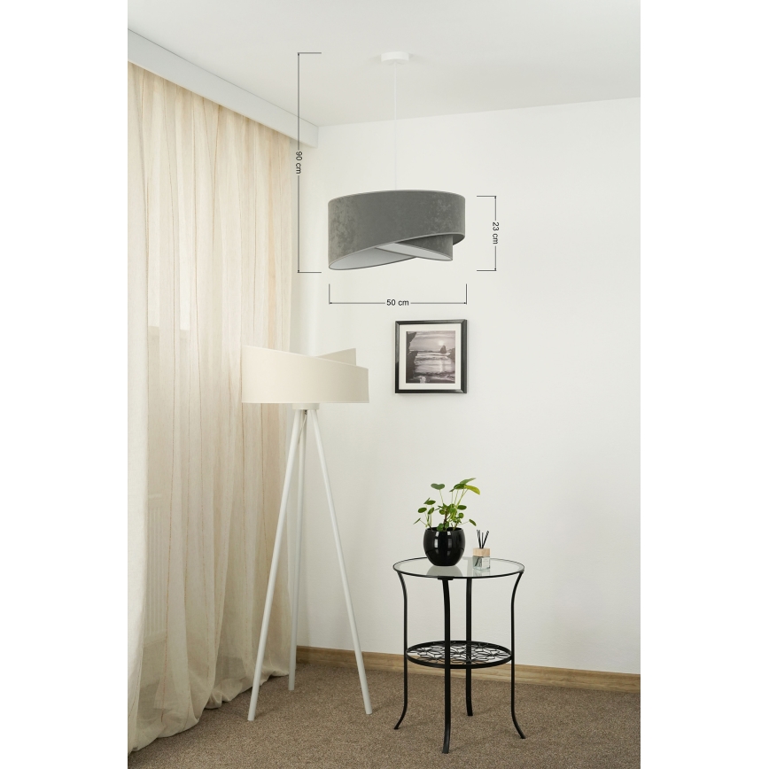 Brilagi - LED ljuskrona med textilsladd LYRA 1xE27/15W/230V grå/vit