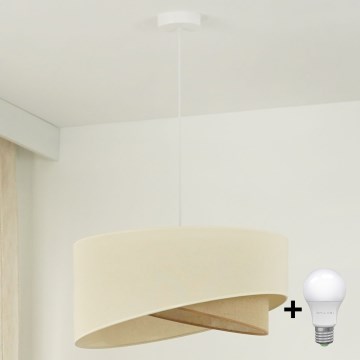 Brilagi - LED ljuskrona med textilsladd LYRA 1xE27/15W/230V grädde/beige