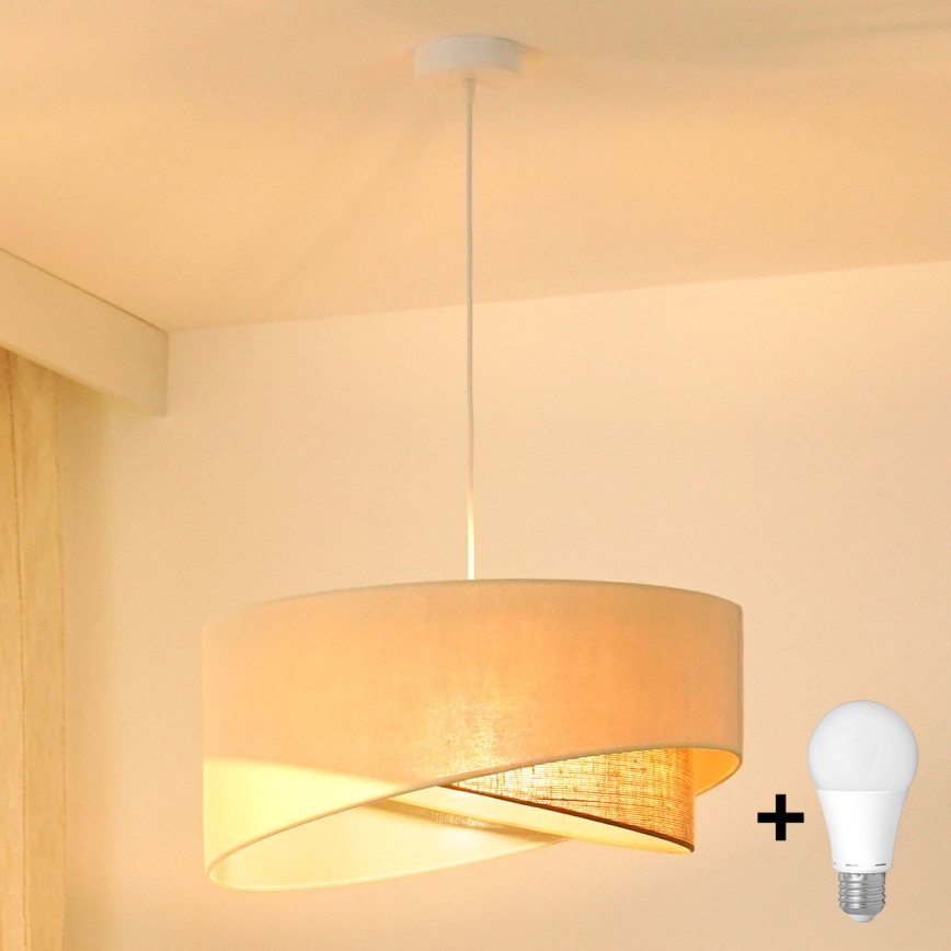 Brilagi - LED ljuskrona med textilsladd LYRA 1xE27/15W/230V grädde/beige