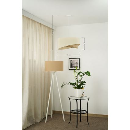 Brilagi - LED ljuskrona med textilsladd LYRA 1xE27/15W/230V grädde/beige