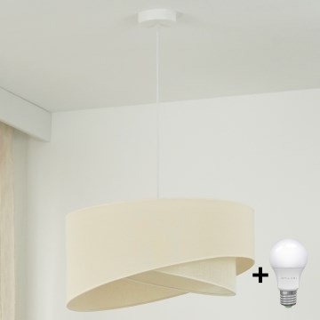 Brilagi - LED ljuskrona med textilsladd LYRA 1xE27/15W/230V grädde