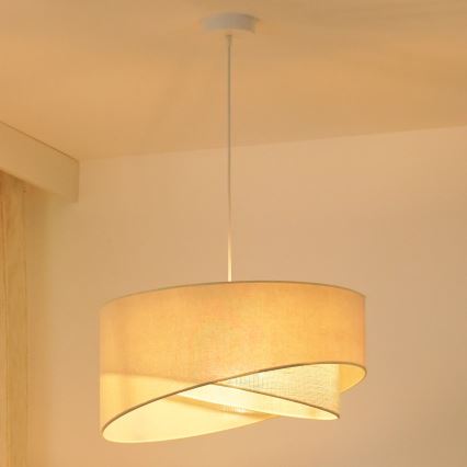 Brilagi - LED ljuskrona med textilsladd LYRA 1xE27/15W/230V grädde