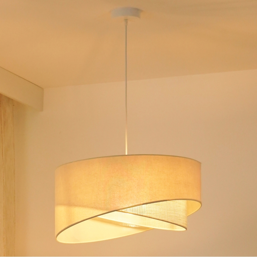 Brilagi - LED ljuskrona med textilsladd LYRA 1xE27/15W/230V grädde